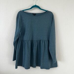 Torrid Teal Blue Long Sleeve Babydoll Tunic Top Size 1 Plus